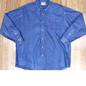 COLUMBIA DENIM REGULAR FIT WORK SHIRT 100% COTTON Sz 2X-LARGE, XXL